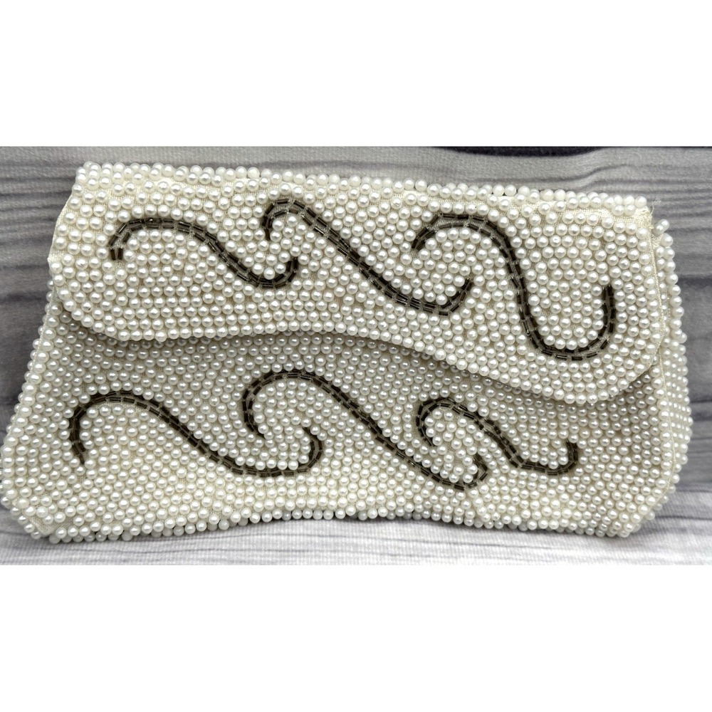 VINTAGE 1950'S PEARL‎ BEADED PURSE - BAGS BY SUSAN  -  MADE IN JAPAN   *34